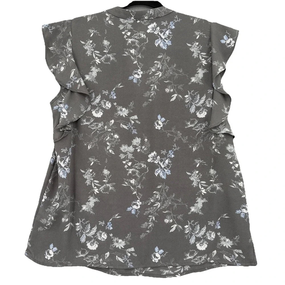 Nordstrom Rack Blouse Women Medium Gray Floral Romantic Cottage Boho Soft Girl - Picture 2 of 9
